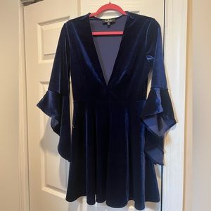 Navy Velvet Low Cut Mini dress LuLus